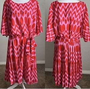 Eloquii 26w pink and red geometric print dress
